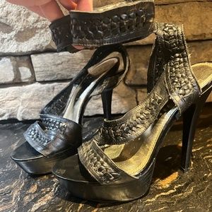 Strap leather heels